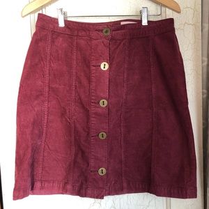 Anthropologie Corduroy Skirt Button Up